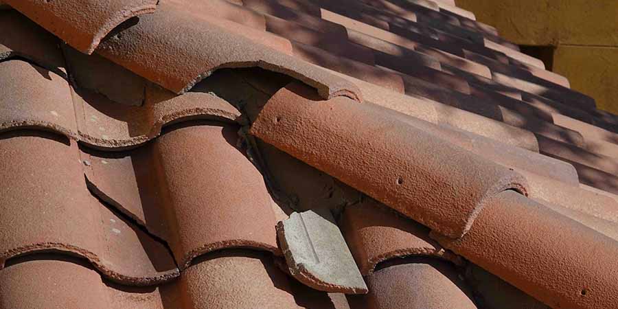 broken clay roof tiles; roofing materials
